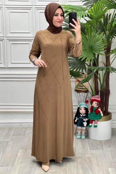 1591B Elbise Taba