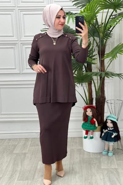 1602 Kalem Etek Takım Kahverengi