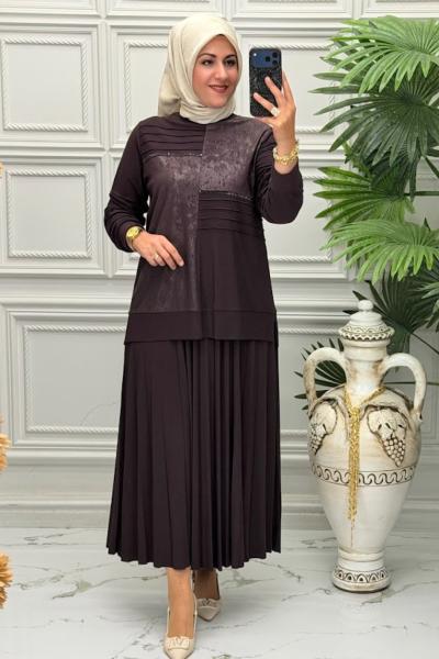 1607B Tunik Takım Kahverengi