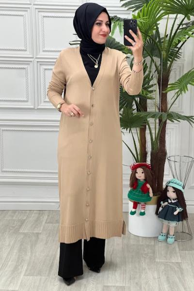 1707 Merserize Hırka Camel