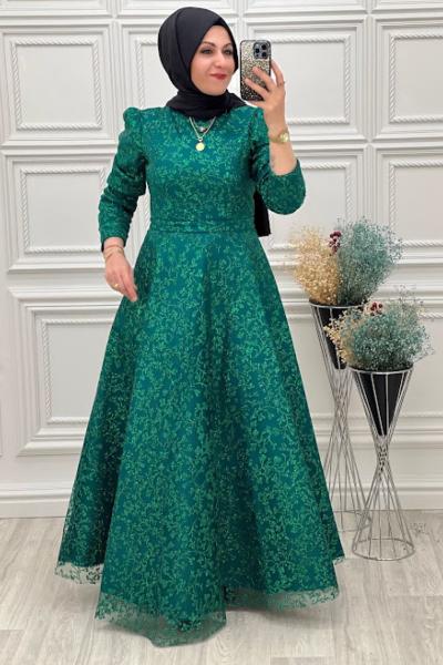 17570 Kabarık Abiye Zümrüt Zümrüt