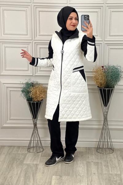 18639 Yelekli Eşofman Takımı  Beyaz