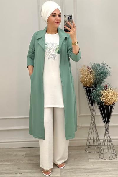 1968 Pullu Tişörtlü Takım Mint Mint Yeşili