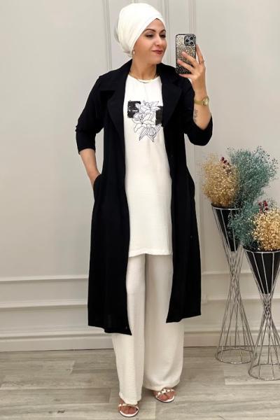 1968 Pullu Tişörtlü Takım Siyah Siyah