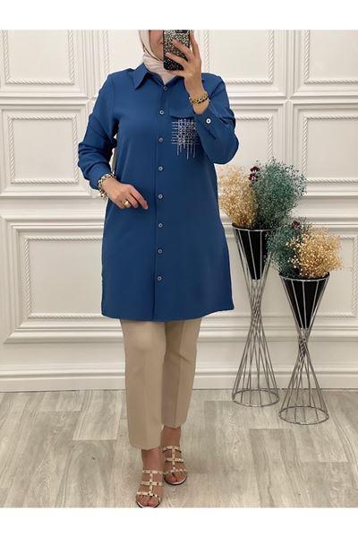 1972 Cepli Tensel Kumaş Tunik İndigo İndigo