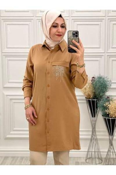 1972 Cepli Tensel Kumaş Tunik Taba Taba