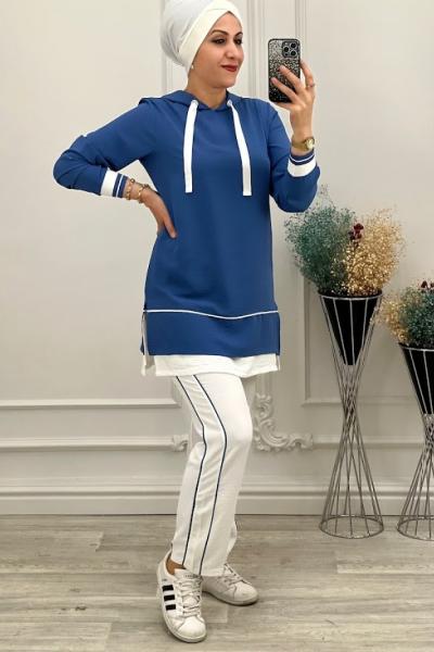 1974 Kapşonlu Takım İndigo