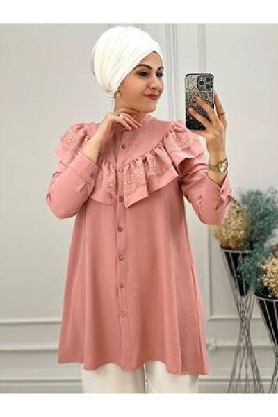 2000 Dantel Detaylı Gömlek Pudra Diğer