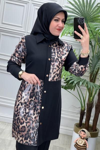 2020 Tunik Takım Siyah Kahverengi