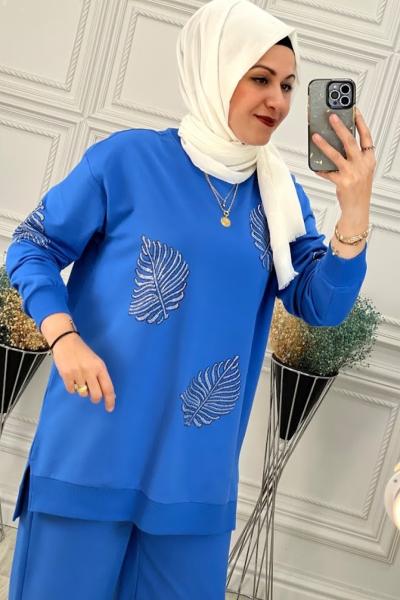 2024 İki İplik Tunik Takım  Mavi