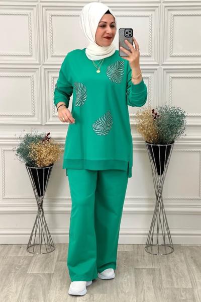 2024 İki İplik Tunik Takım  Yeşil