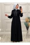 2026 Kol Üzeri İpli Ferace Siyah