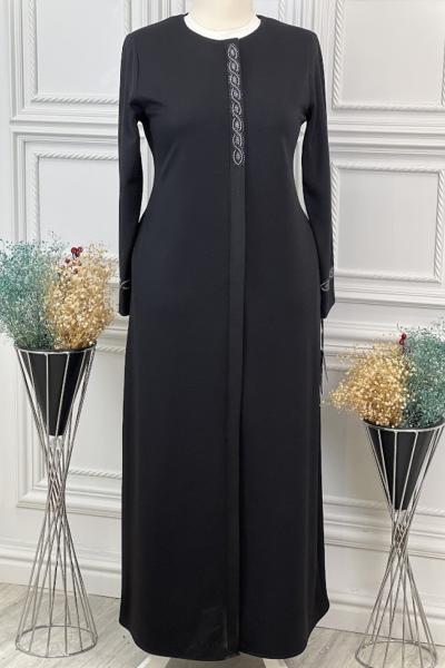 2037 Damla Desen Atlas Pardesü Siyah Siyah