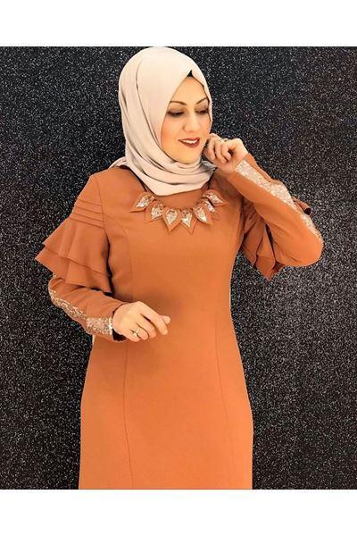 2037 Bronz Taşlı Ferace Kiremit Kiremit