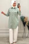 2042 Cebi Taşlı Gömlek Mint Mint Yeşili