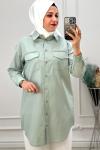 2042 Cebi Taşlı Gömlek Mint Mint Yeşili