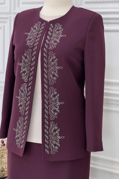 2047 Ceketli Takım  Mürdüm