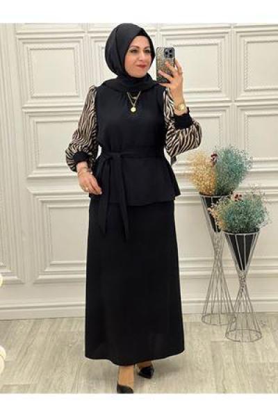 2052 Kolu Zebra Desen Bluz Bej Diğer