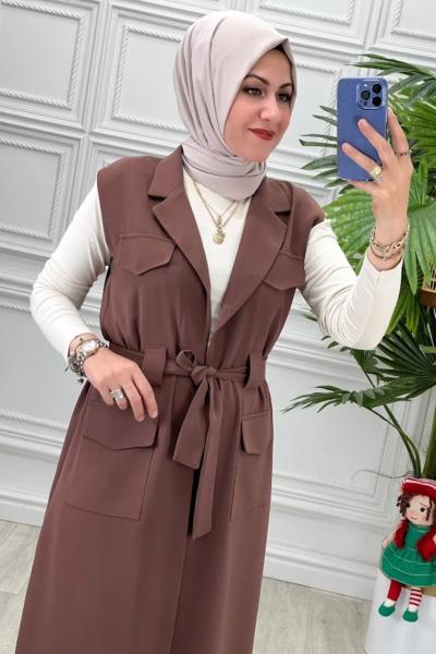 2083B Yelek Kahverengi