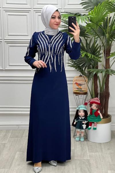 2089B Elbise İndigo