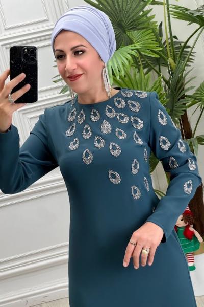 2091B Elbise Zümrüt