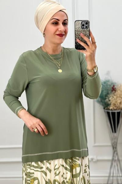 2100 Yakası Armalı Etek Takım Haki