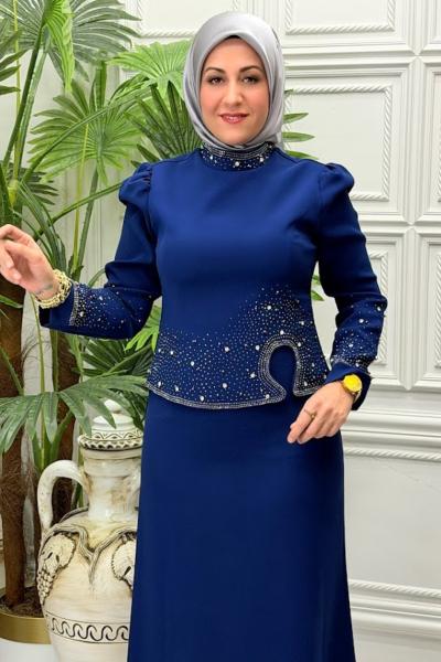 2114 Elbise Lacivert