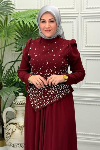 2122 Elbise  Bordo
