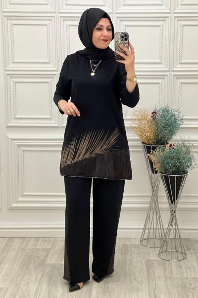 2130 Pantolonlu Takım Siyah Siyah