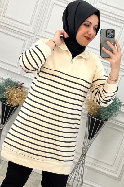 2138 Yaka Fermuarlı Eşofman Takımı  Siyah