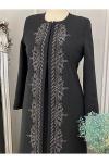 2178 Taşlı Kaftan Takım Siyah