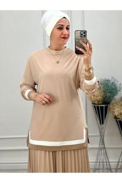 2194 Plise Etekli Takım Bej Diğer