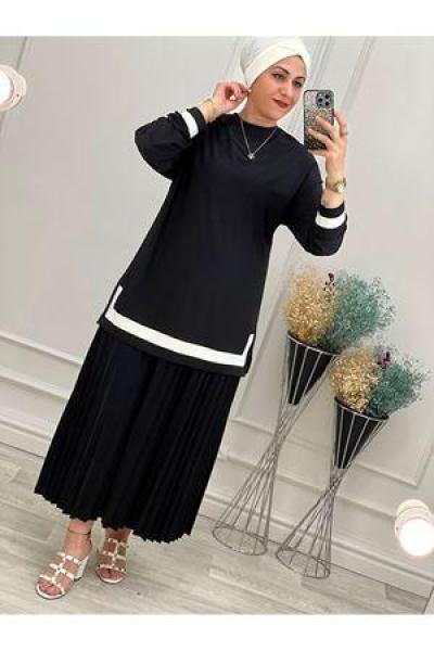 2194 Plise Etekli Takım Siyah Diğer