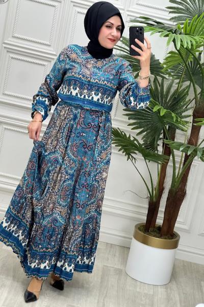 2204 Azelya  Elbise Mavi