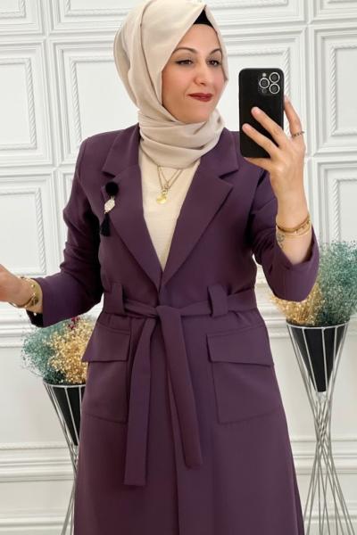 220431 Kemerli Üçlü Takım Mürdüm Mürdüm