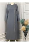 2221 İçten Bağlamalı Ferace Gri Gri