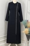 2221 İçten Bağlamalı Ferace Siyah Siyah