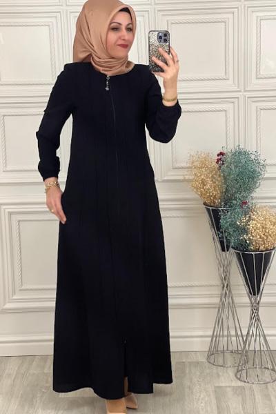 2224 Dikişli Genç Ferace Siyah Siyah