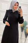 2235 Boncuk İşlemeli Ferace Siyah Siyah