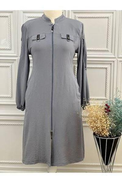 2240 Kolu Şeritli Kap Gri Gri