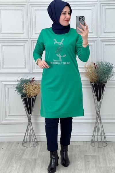 22829 İki İplik Tunik  Yeşil