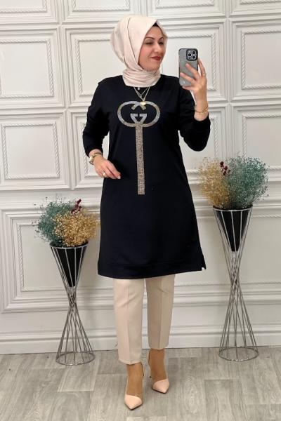 22830 İki İplik Tunik Siyah