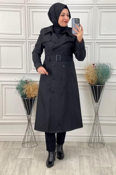 22856 Bondit Trençkot Siyah