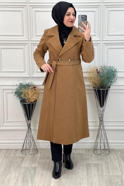 22866 Kaşmir Kruvaze Kaban Taba