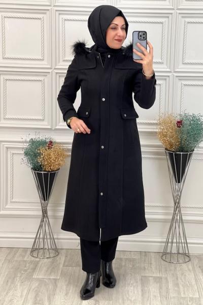 22869 Kaşmir Kaban Siyah