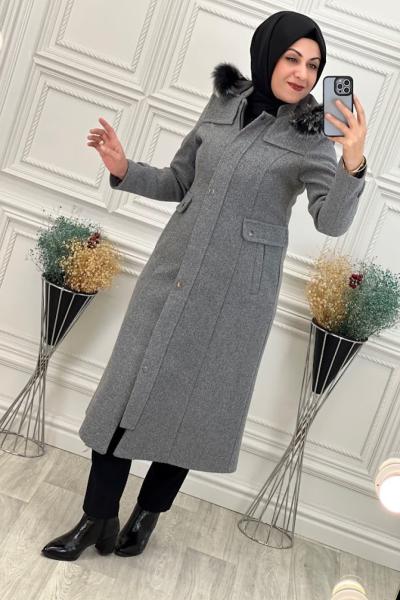 22869 Kaşmir Kaban Gri