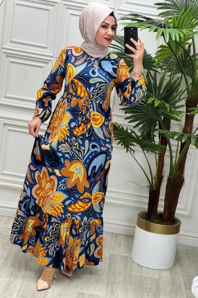 2303 Begonya Elbise İndigo