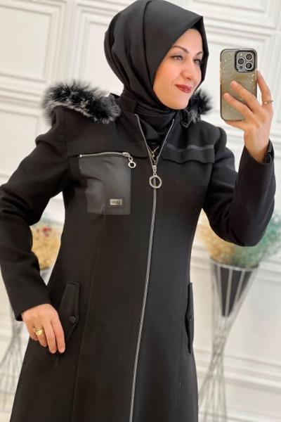 2304 Kaşmir Pardesü Siyah