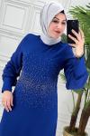 23117 Burçem Elbise Saks Mavisi