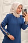 2331 Elit Keten Etek Biyeli Ferace İndigo İndigo